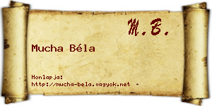 Mucha Béla névjegykártya